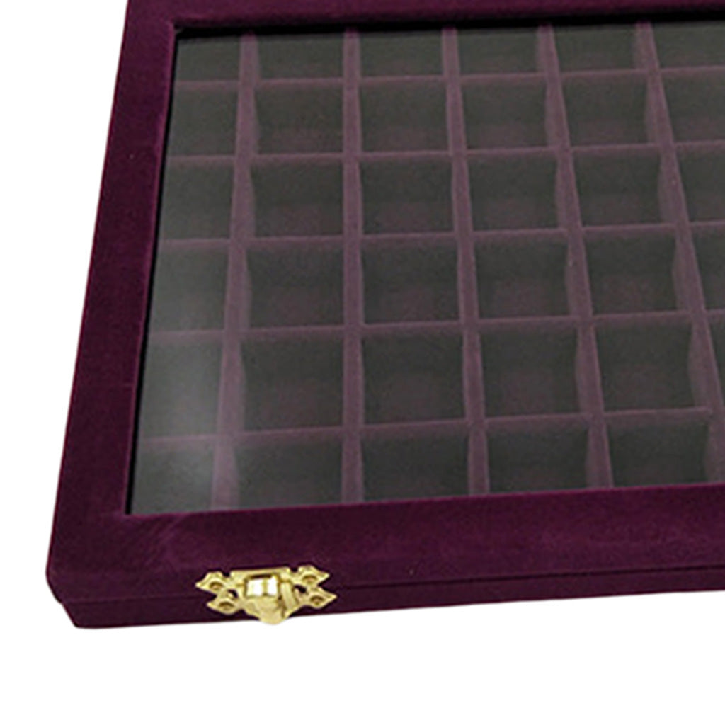 Velvet Stackable Jewelry Display Tray Case for Jewellery Earrings Purple