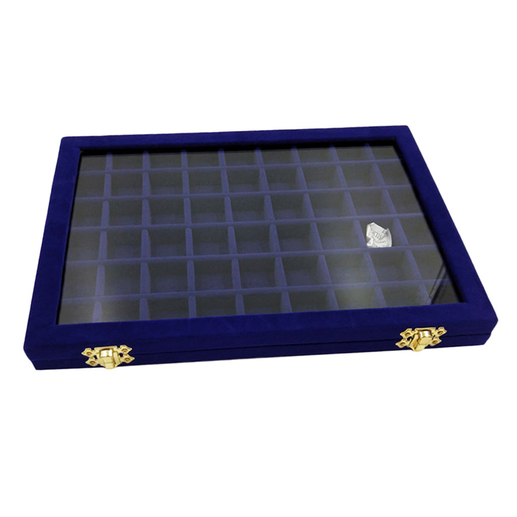 Velvet Stackable Jewelry Display Tray Case for Jewellery Earrings Dark Blue