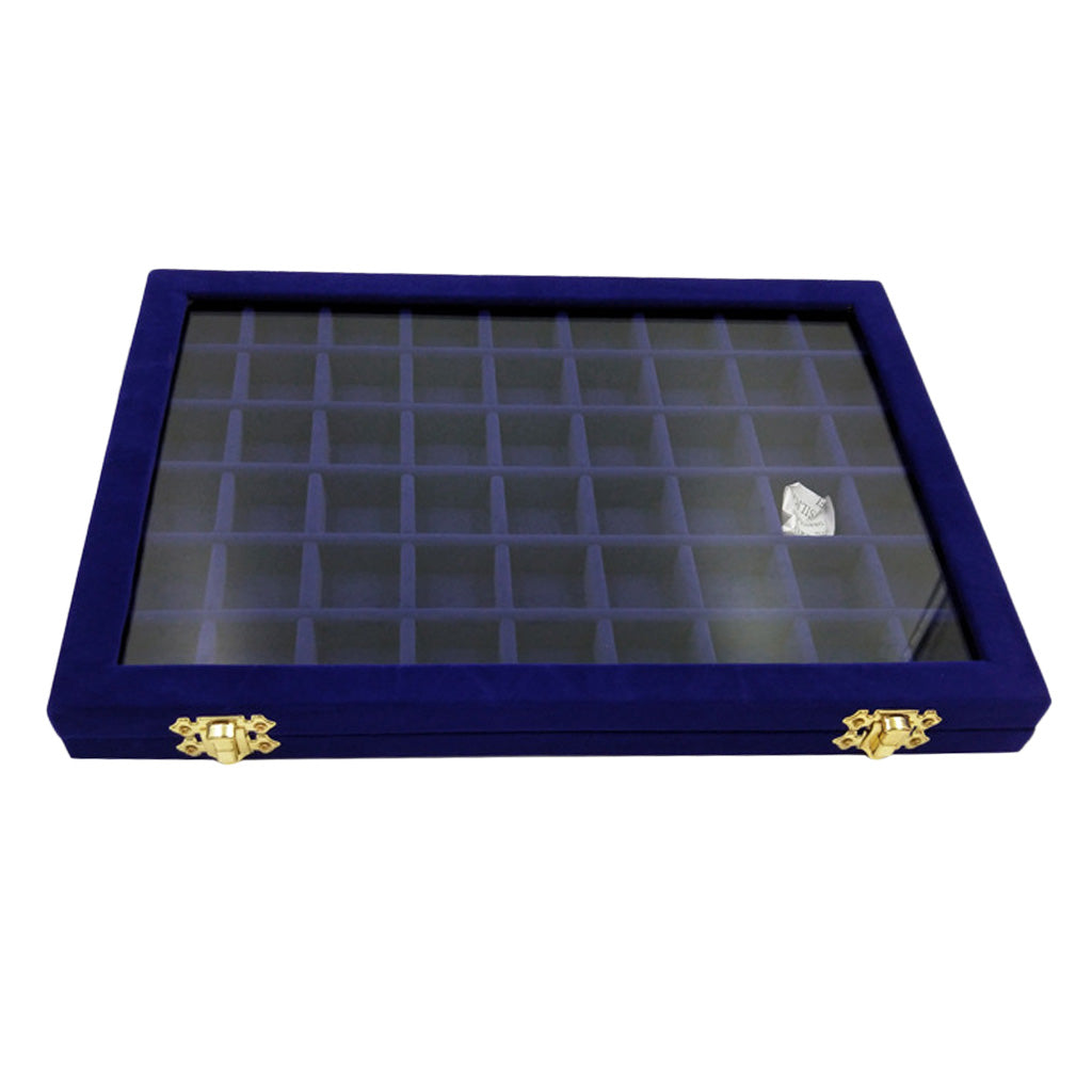 Velvet Stackable Jewelry Display Tray Case for Jewellery Earrings Dark Blue