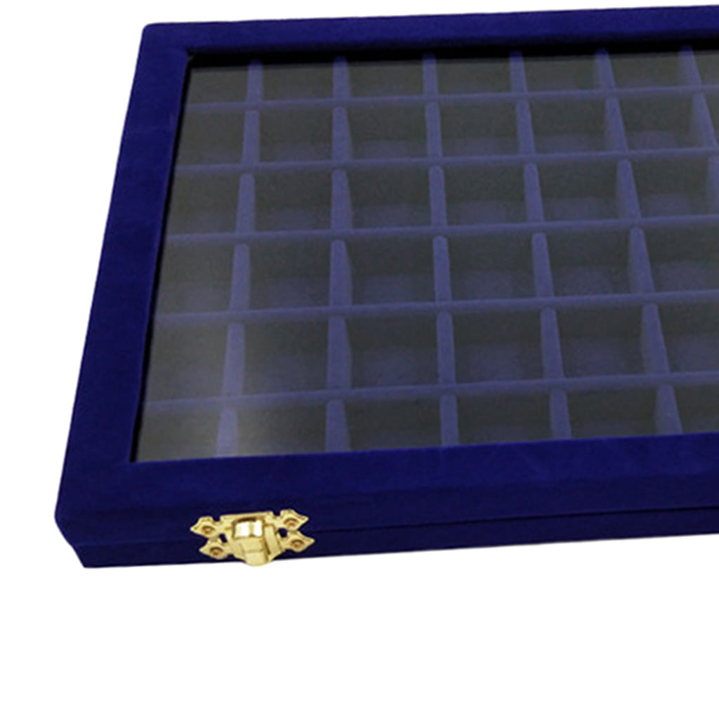 Velvet Stackable Jewelry Display Tray Case for Jewellery Earrings Dark Blue