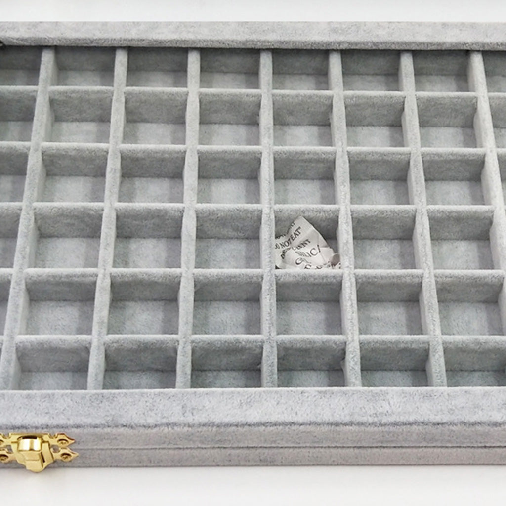 Velvet Stackable Jewelry Display Tray Case for Jewellery Earrings Gray