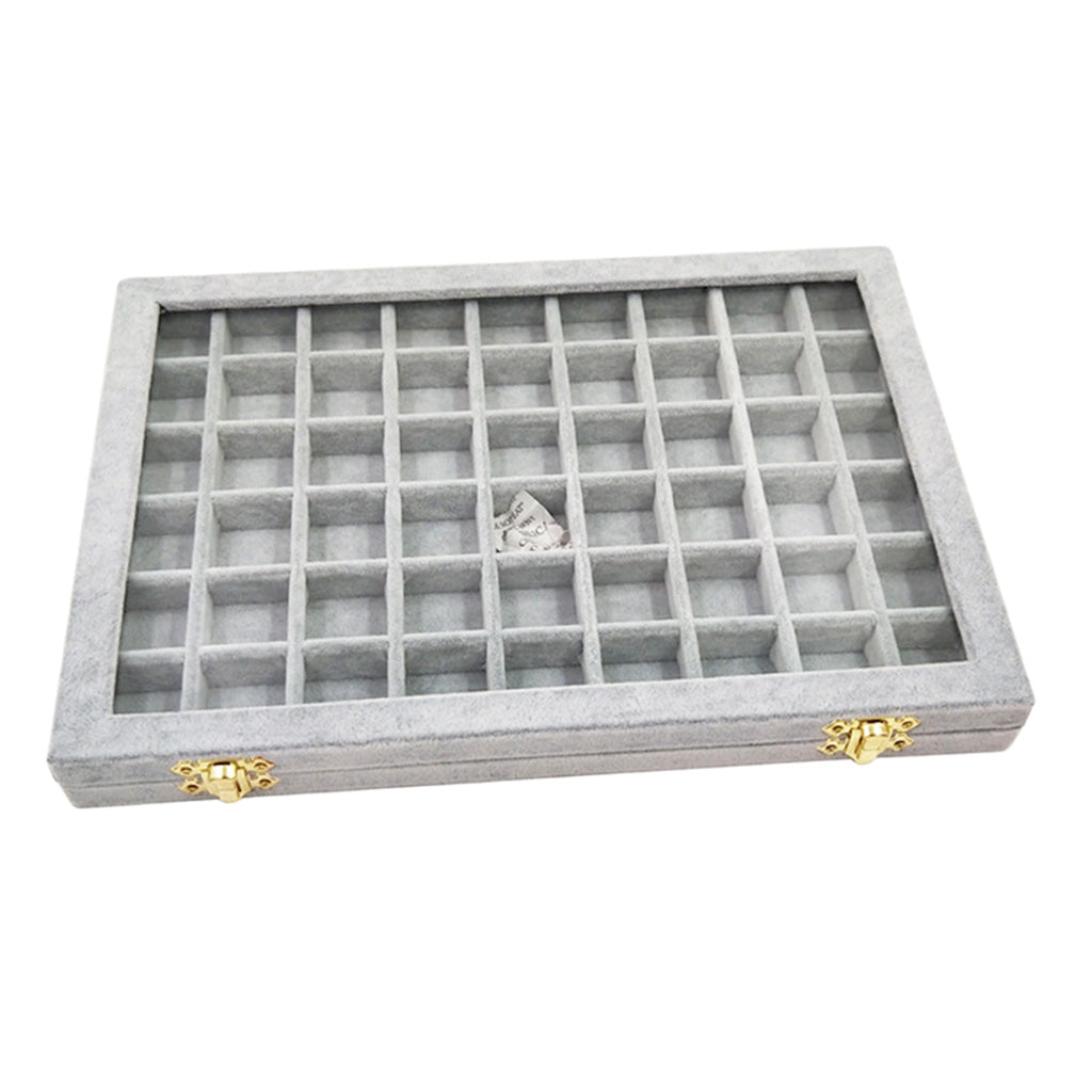 Velvet Stackable Jewelry Display Tray Case for Jewellery Earrings Gray