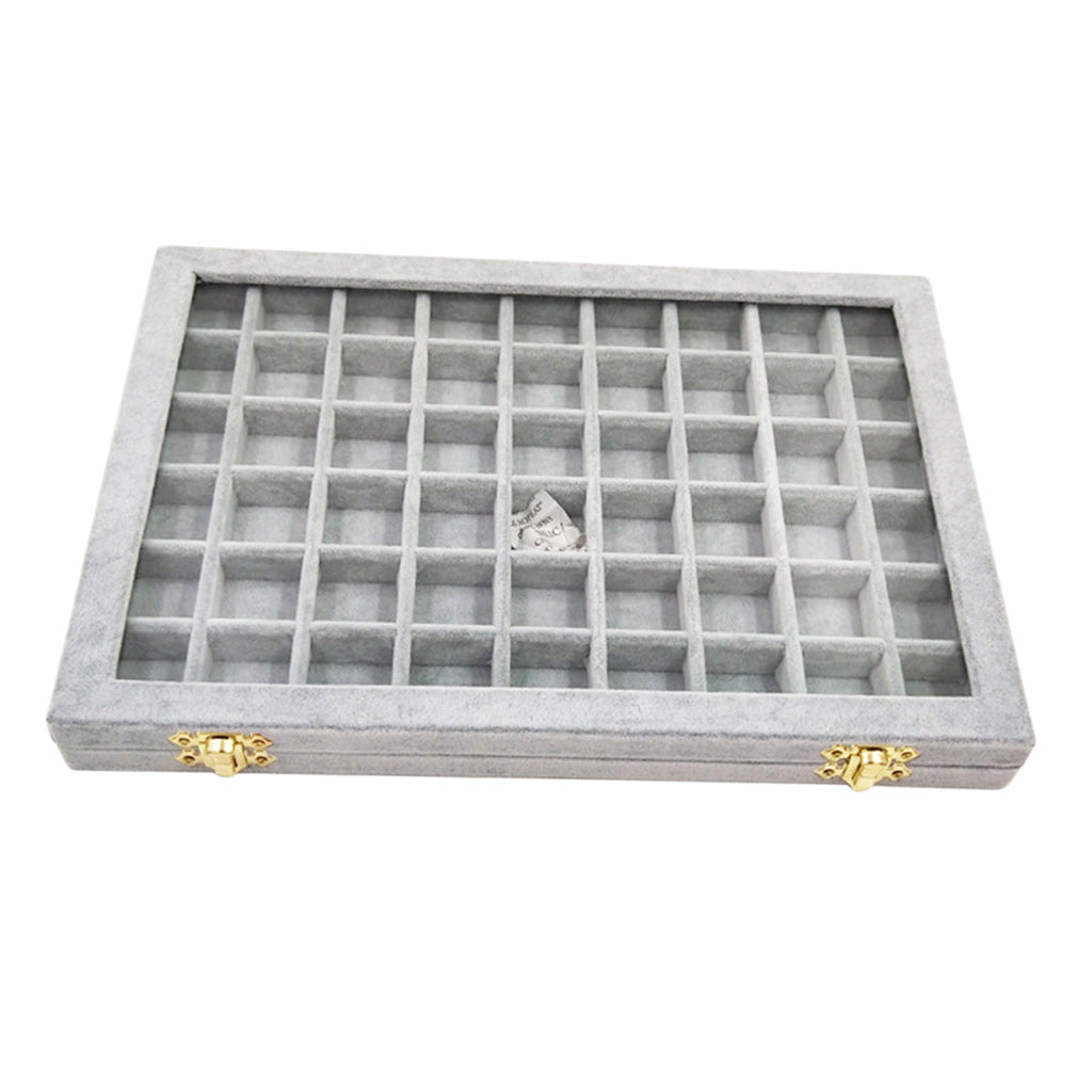 Velvet Stackable Jewelry Display Tray Case for Jewellery Earrings Gray