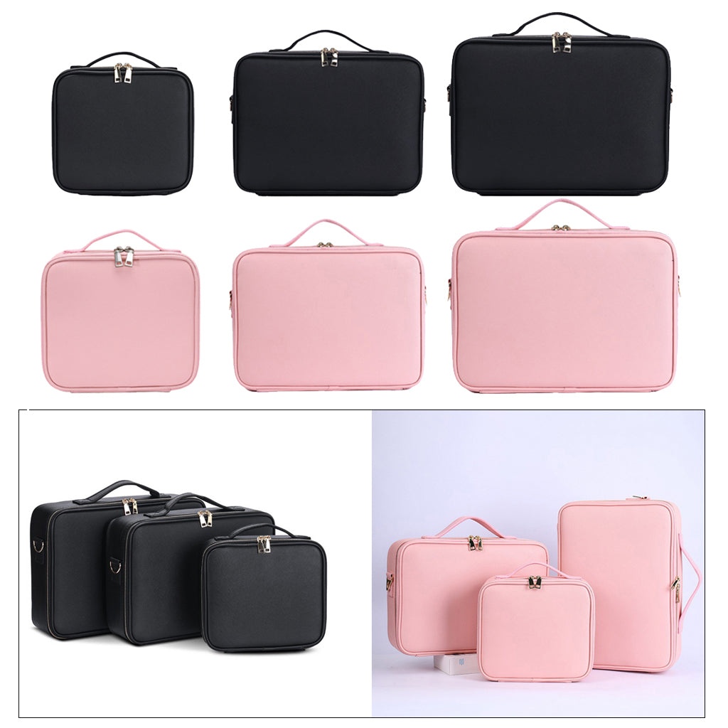 Multi-function PU Leather Cosmetic Bag Makeup Nail Tattoo Black Small