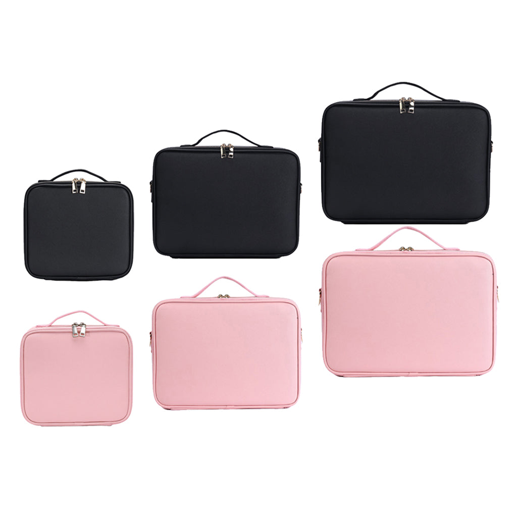 Multi-function PU Leather Cosmetic Bag Makeup Nail Tattoo Black Small