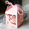 50pcs Mr&Mrs Bride Groom Laser Cut Gift Candy Boxes Wedding Party Favor Pink