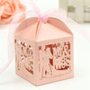 50pcs Mr&Mrs Bride Groom Laser Cut Gift Candy Boxes Wedding Party Favor Pink