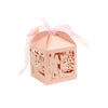 50pcs Mr&Mrs Bride Groom Laser Cut Gift Candy Boxes Wedding Party Favor Pink