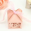 50pcs Mr&Mrs Bride Groom Laser Cut Gift Candy Boxes Wedding Party Favor Pink