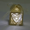 50pcs Wedding Candy Box Heart Laser Cut Candle Lampshade w/ Ribbon Beige