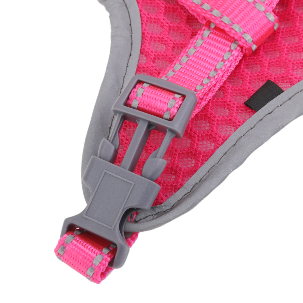 Breathable Mesh Pet Puppy Dog Walking Collar Chest Strap Harness Rose Red M