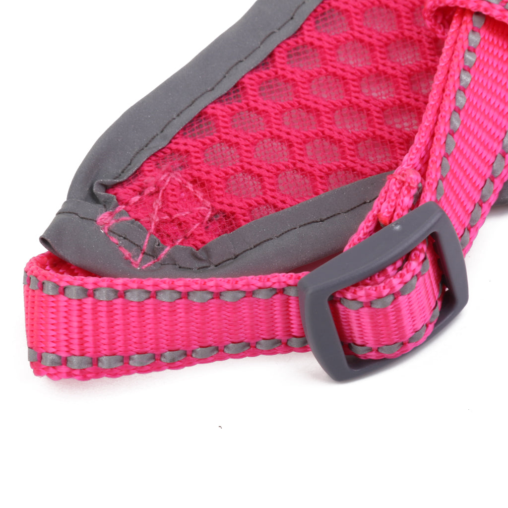 Breathable Mesh Pet Puppy Dog Walking Collar Chest Strap Harness Rose Red M