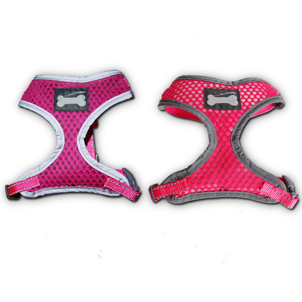 Breathable Mesh Pet Puppy Dog Walking Collar Chest Strap Harness Rose Red M