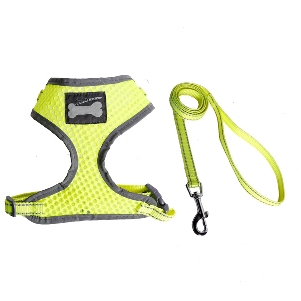 Breathable Mesh Pet Puppy Dog Walking Collar Chest Strap Harness Yellow M