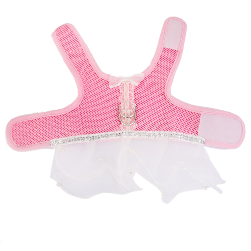 Princess Dress Design Pet Dog Mesh Harness Clothes Apparel  Pink Size L