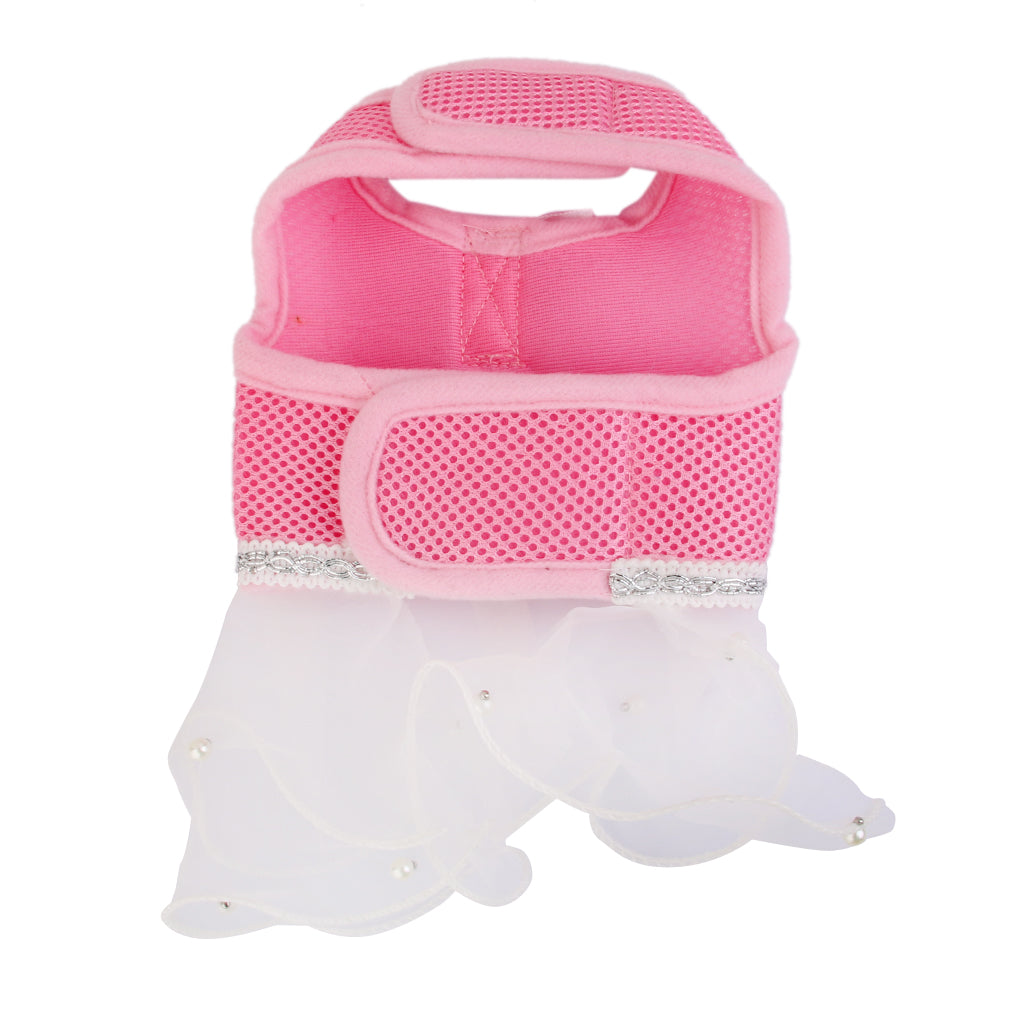 Princess Dress Design Pet Dog Mesh Harness Clothes Apparel  Pink Size L