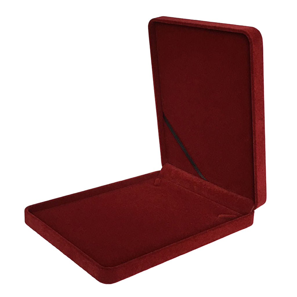 Velvet Necklace Gift Box Travel Jewelry Storage Display Case Wine Red