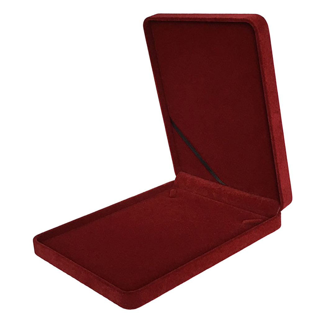 Velvet Necklace Gift Box Travel Jewelry Storage Display Case Wine Red