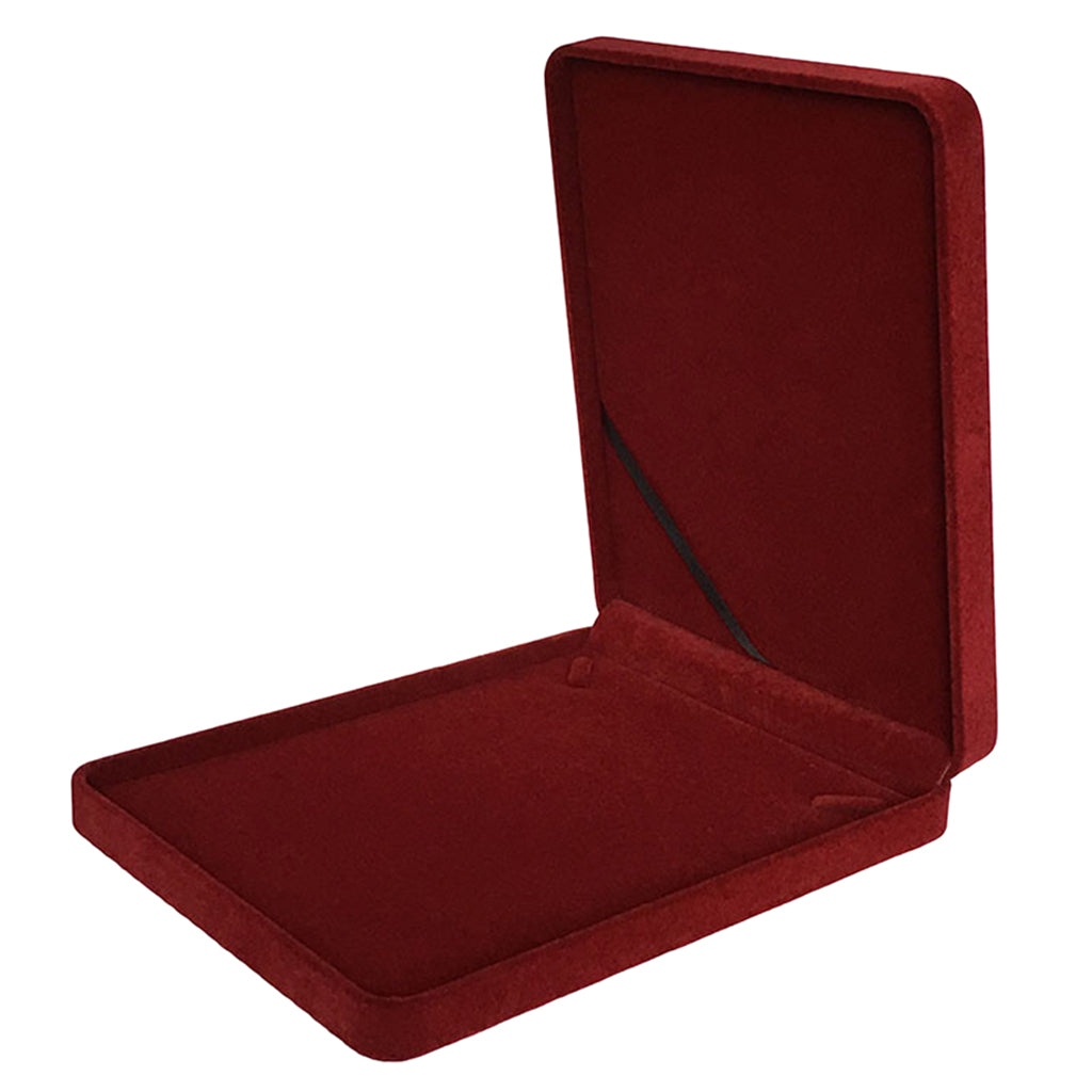 Velvet Necklace Gift Box Travel Jewelry Storage Display Case Wine Red