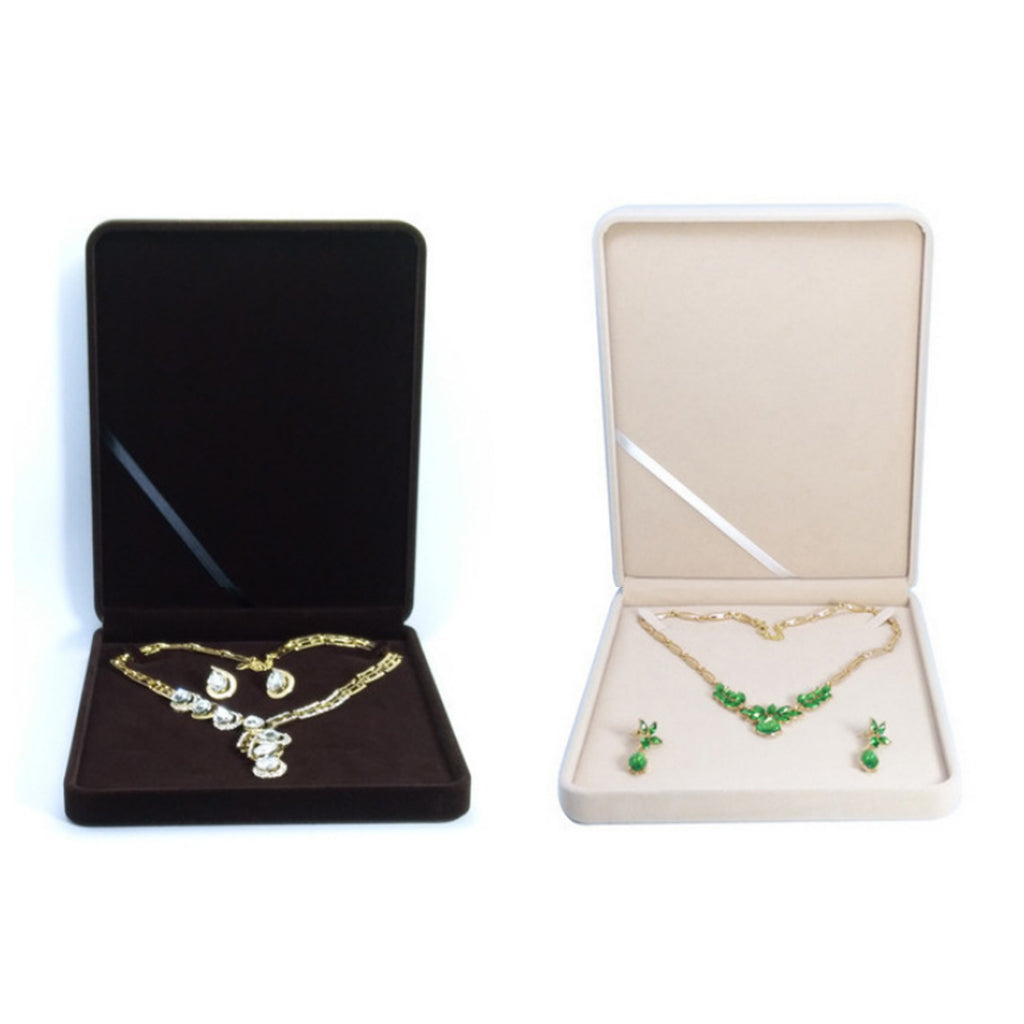 Velvet Necklace Gift Box Travel Jewelry Storage Display Case Gray