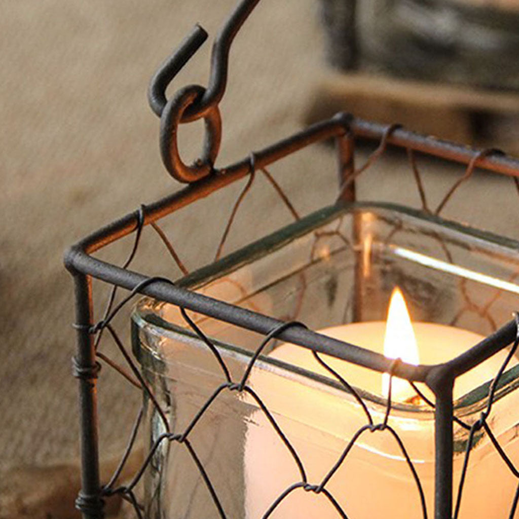 Nordic Style Wrought Iron Candle Holder Geometric Glass Cup Candlestick.