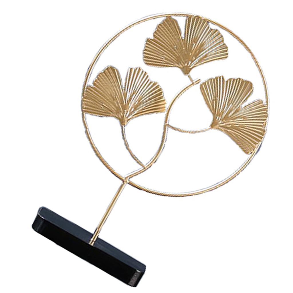 Nordic Style Luxury Gold Metal Ornament Leaves Pattern  Ginkgo- S