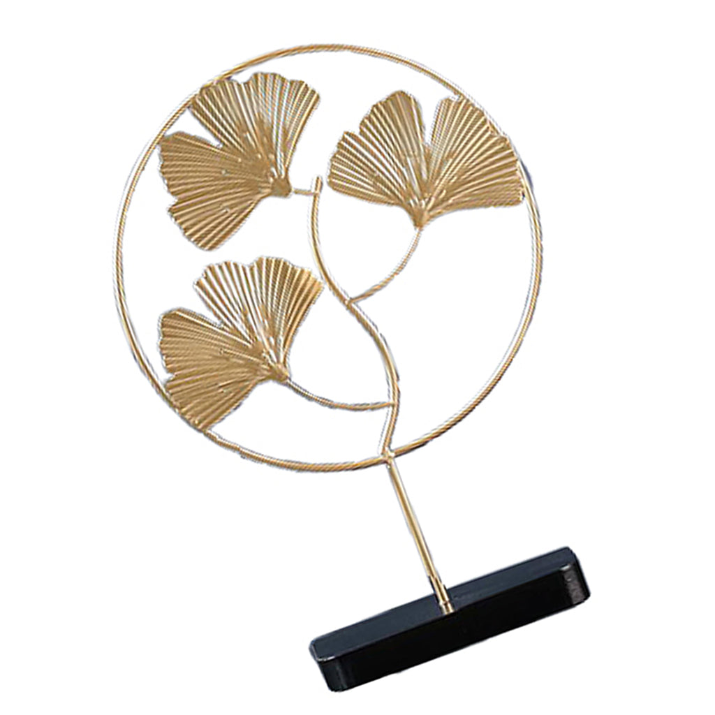 Nordic Style Luxury Gold Metal Ornament Leaves Pattern  Ginkgo- S