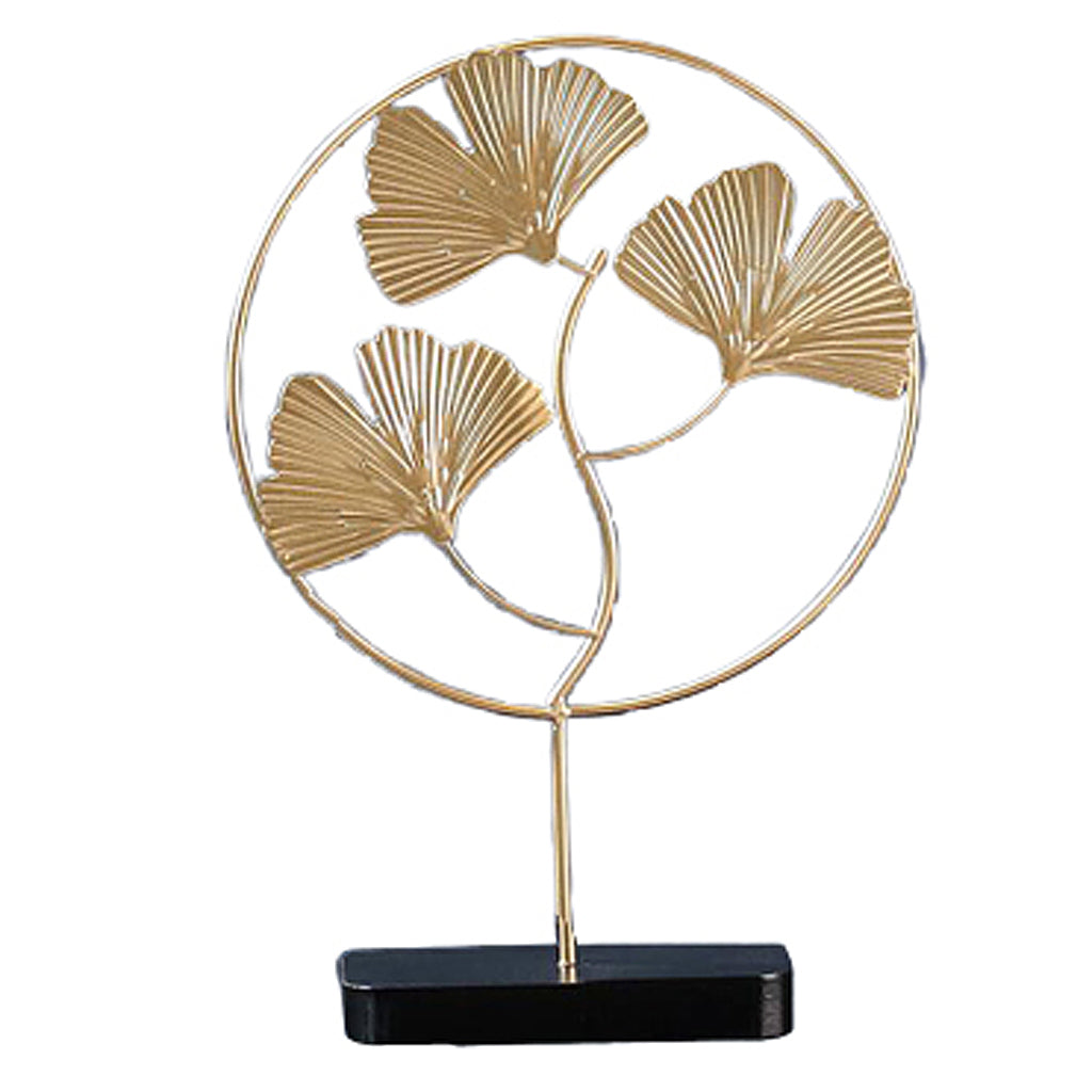 Nordic Style Luxury Gold Metal Ornament Leaves Pattern  Ginkgo- S