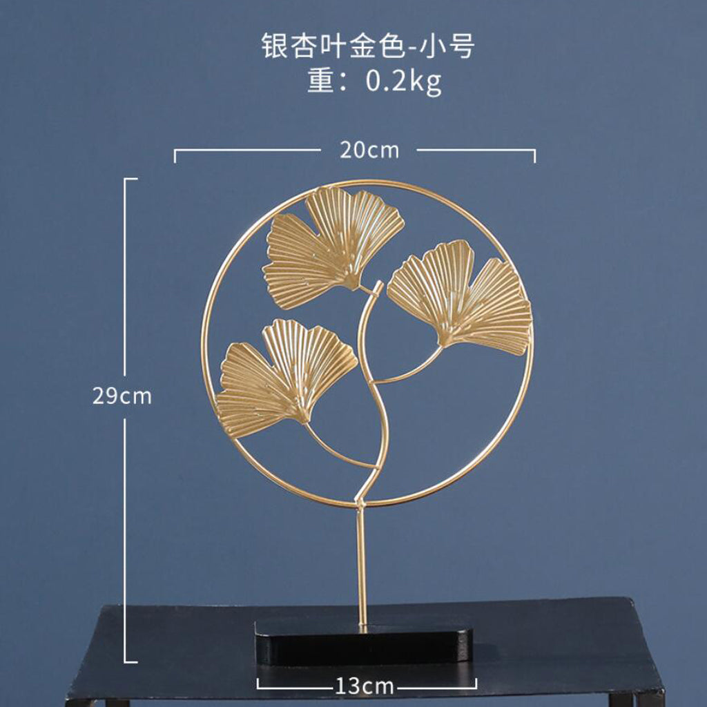 Nordic Style Luxury Gold Metal Ornament Leaves Pattern  Ginkgo- S