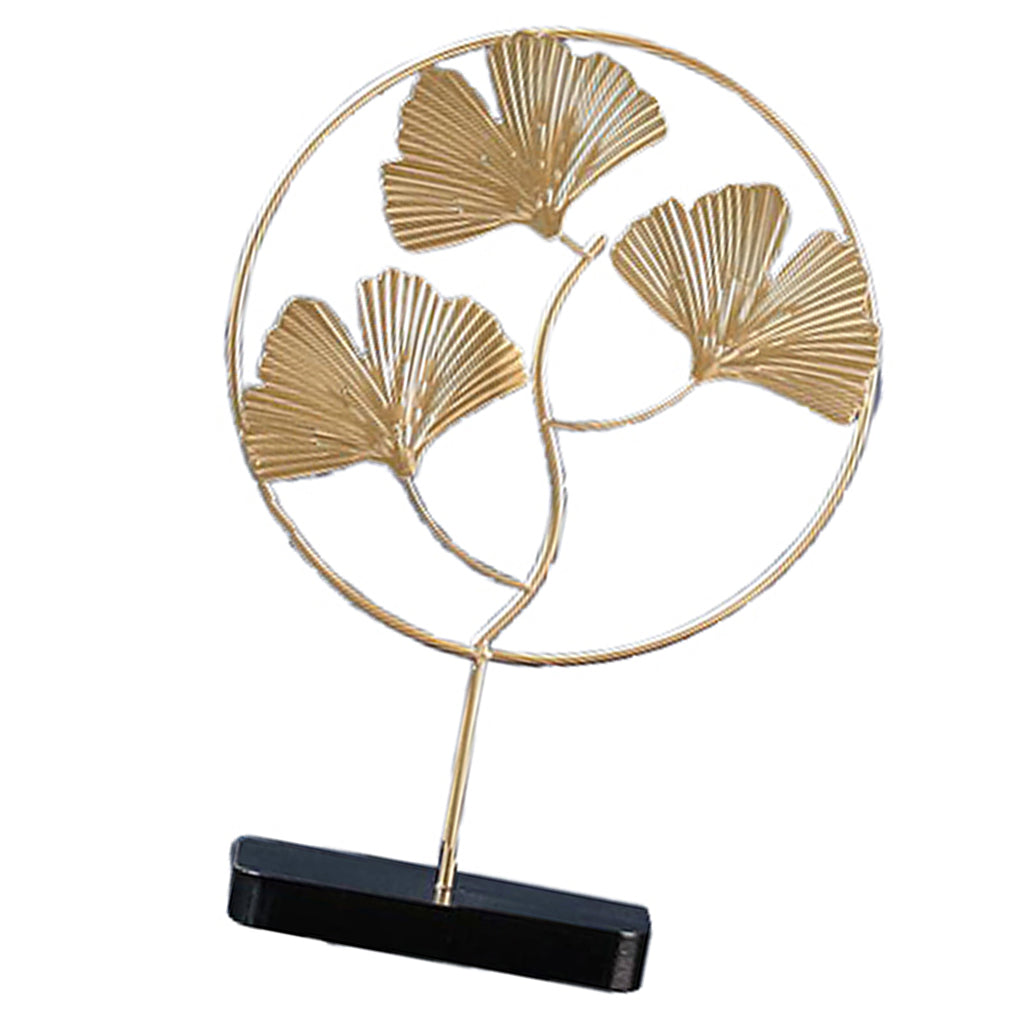 Nordic Style Luxury Gold Metal Ornament Leaves Pattern  Ginkgo- S