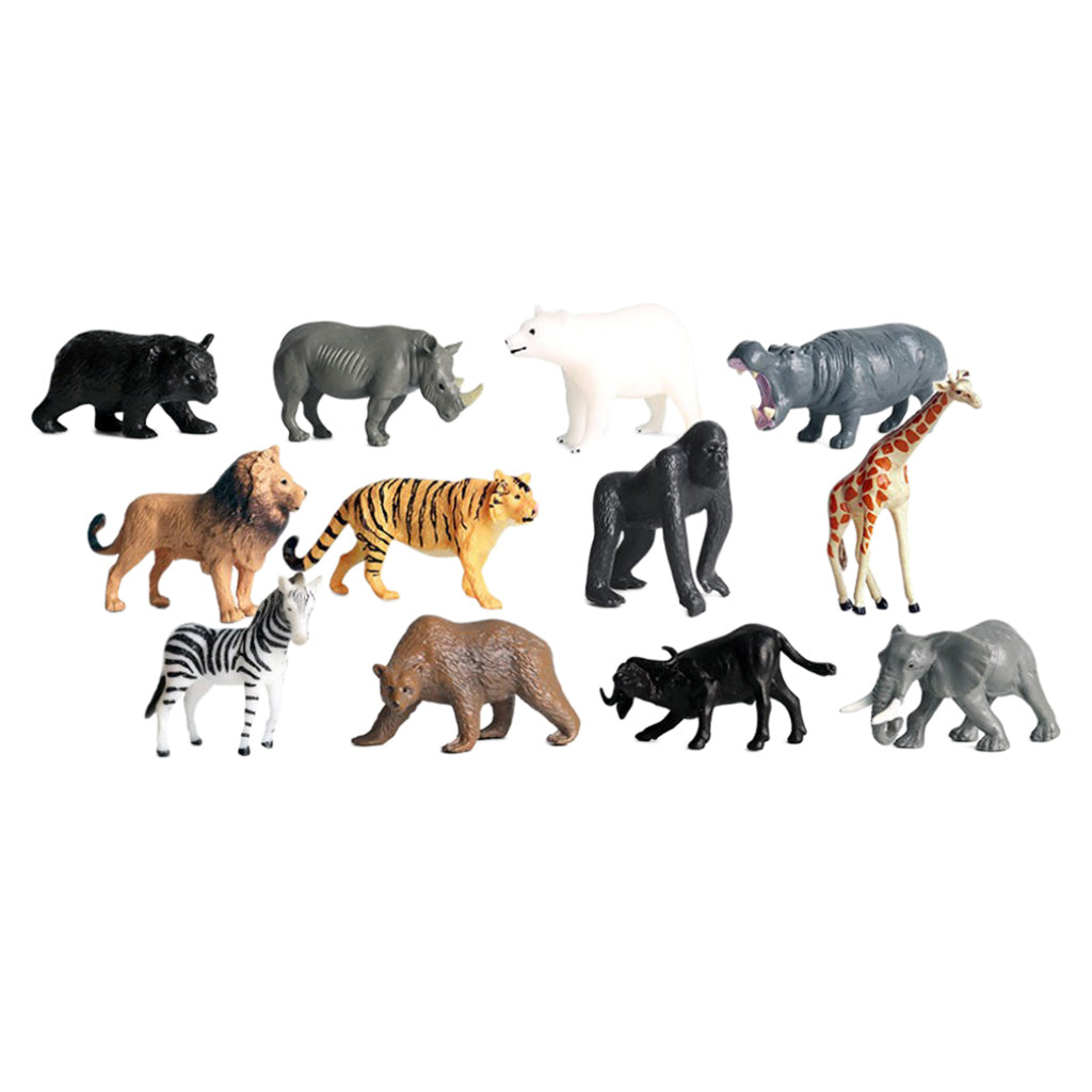 12 Pieces Realistic Wildlife/Zoo Animal Model Figurine Kids Educational Toys