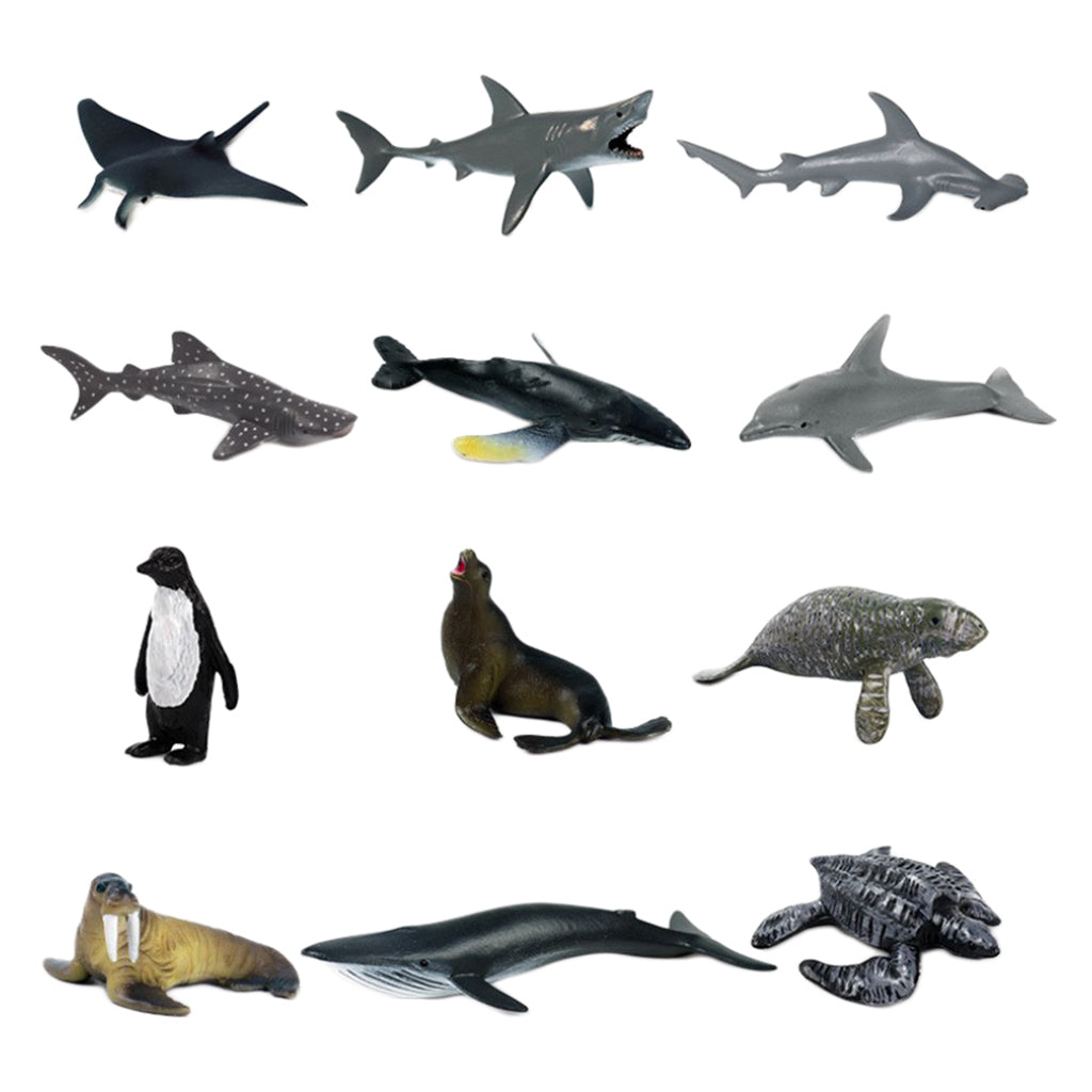 12 Pieces Realistic Sea Life Animal Model Figurine Kids Educational Toys