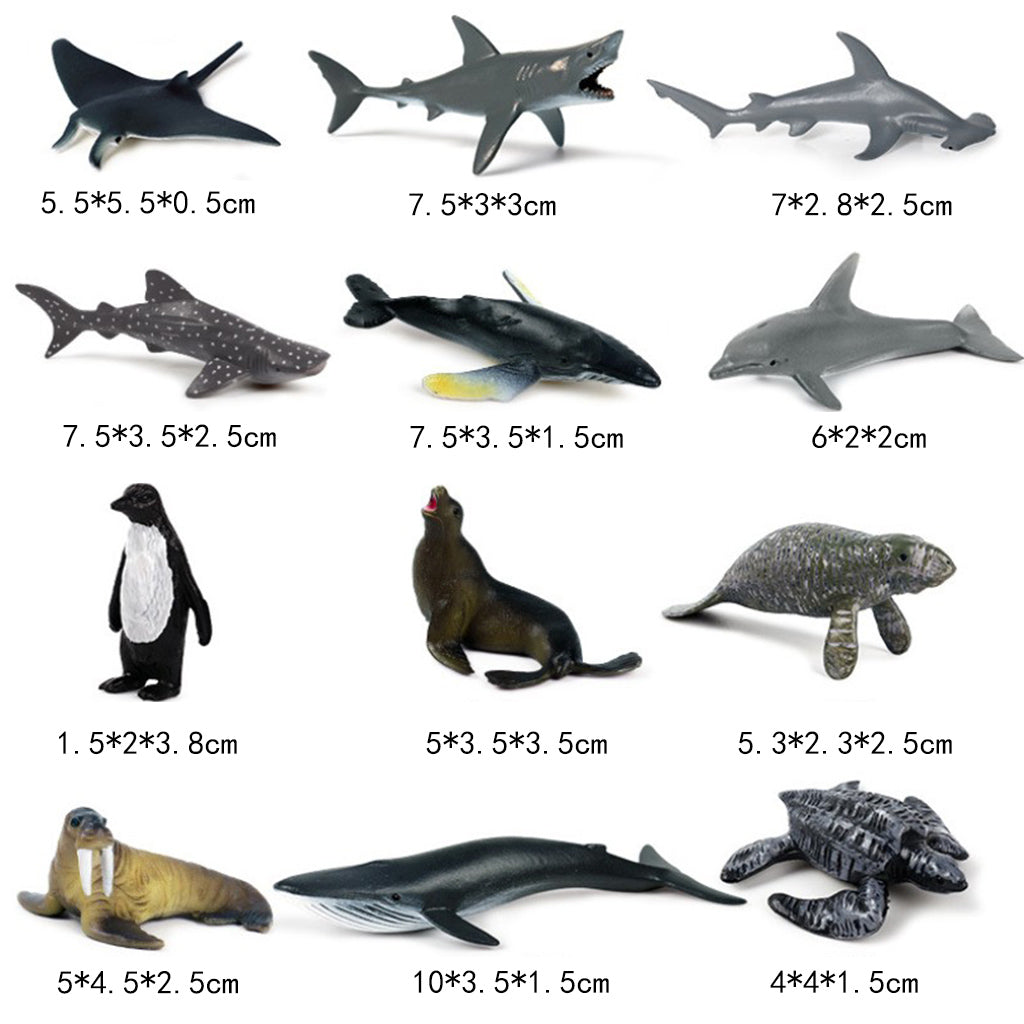 12 Pieces Realistic Sea Life Animal Model Figurine Kids Educational Toys