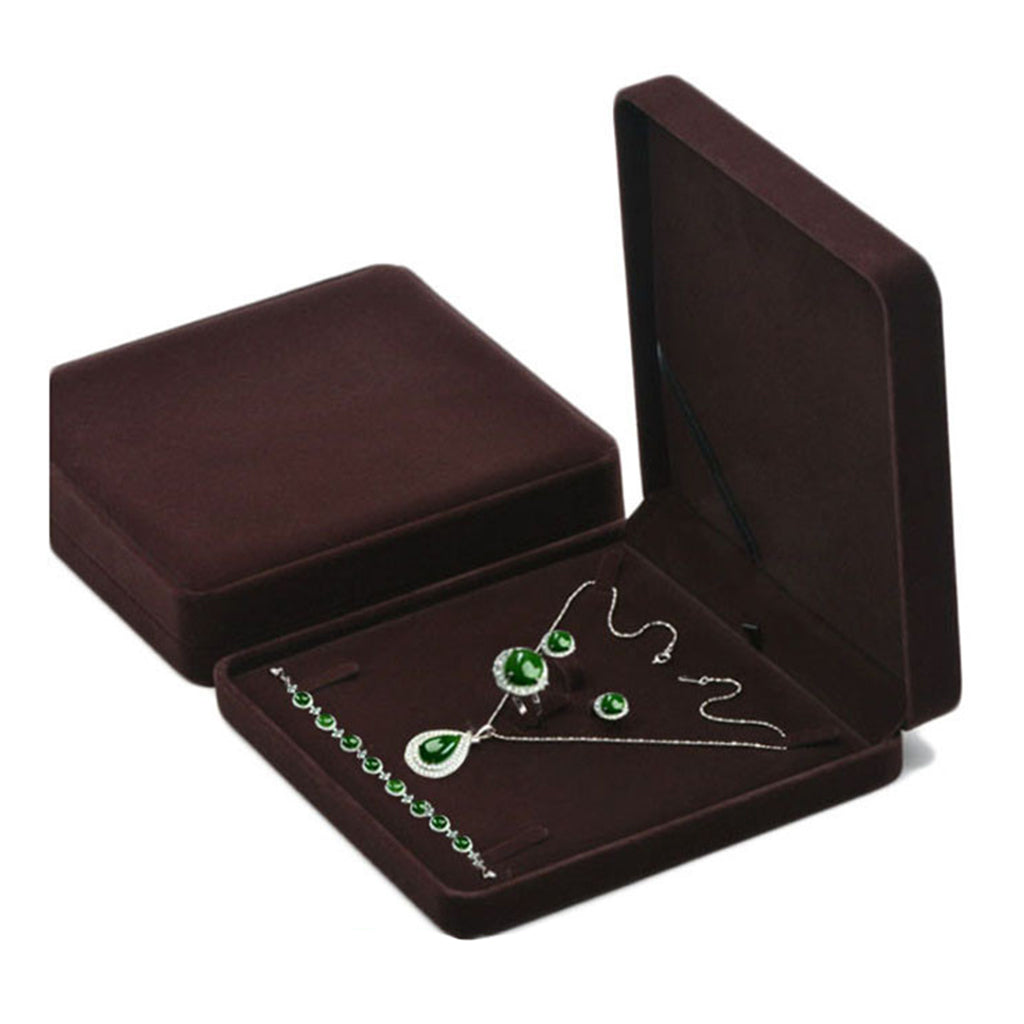 Velvet Jewelry Set Box Tray Travel Necklace Storage Display Case Coffee