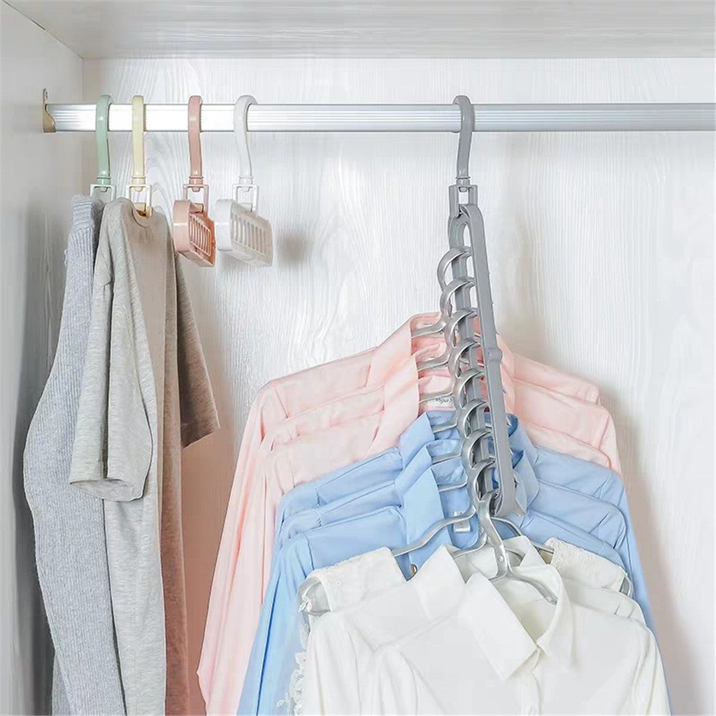 6pc Wardrobe Space Saver Clothes Closet Storage Hanger Organizer Light Blue