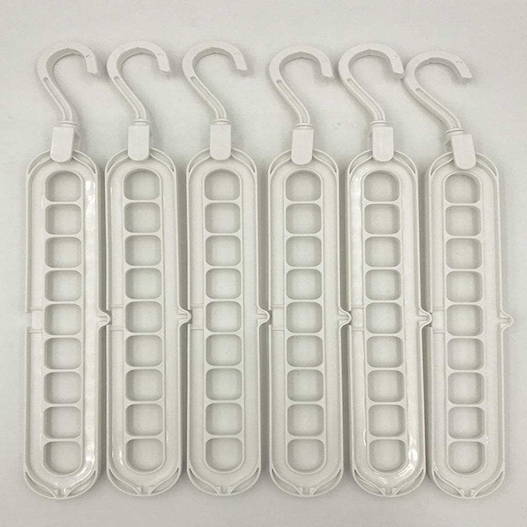 6pc Wardrobe Space Saver Clothes Closet Storage Hanger Organizer White