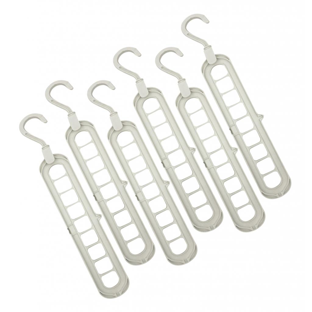 6pc Wardrobe Space Saver Clothes Closet Storage Hanger Organizer White