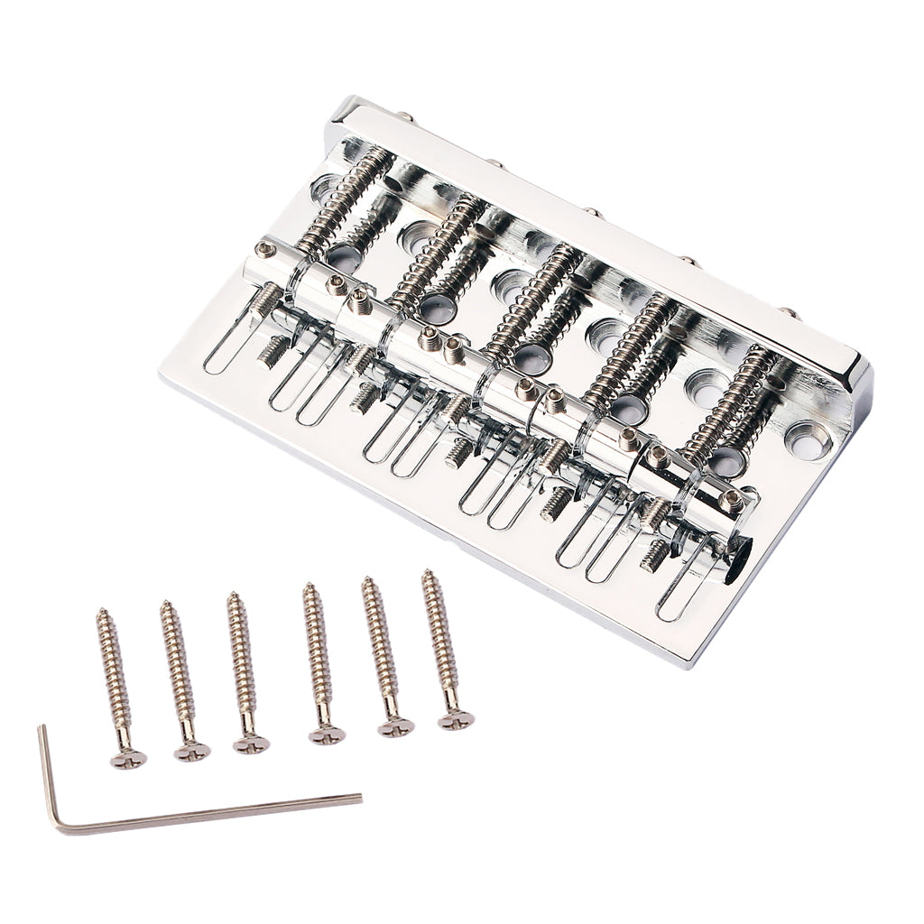 5 String Metal Bass Bridge with Slotted Bass Electric Guitar Bridge Parts