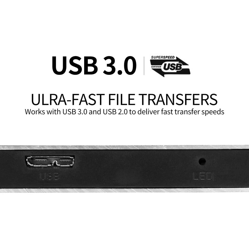 Silver High Speed USB3.0 Mobile HDD Portable External Hard Disk Driver 1T