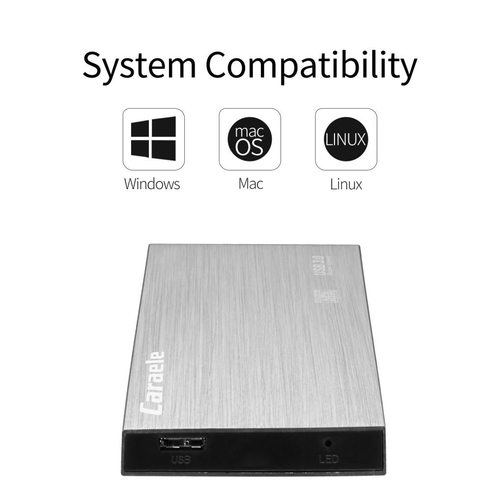 Silver High Speed USB3.0 Mobile HDD Portable External Hard Disk Driver 1T