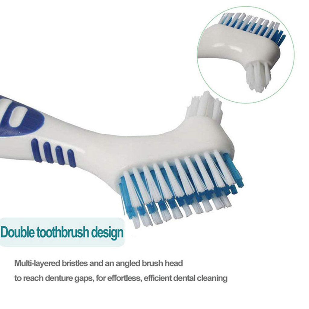 Double Sided Denture Cleaning Brushes Set Multi-Layered False Teeth Brush 4x