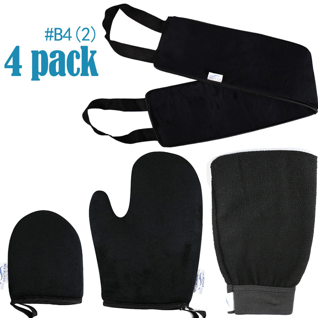 4 In 1 Back and Body Self Tanning Mitts Set Fake Tan Applicators Black 02