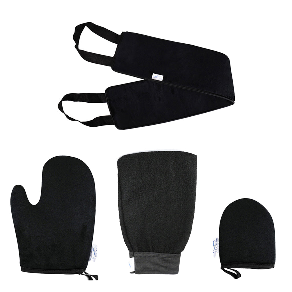 4 In 1 Back and Body Self Tanning Mitts Set Fake Tan Applicators Black 02