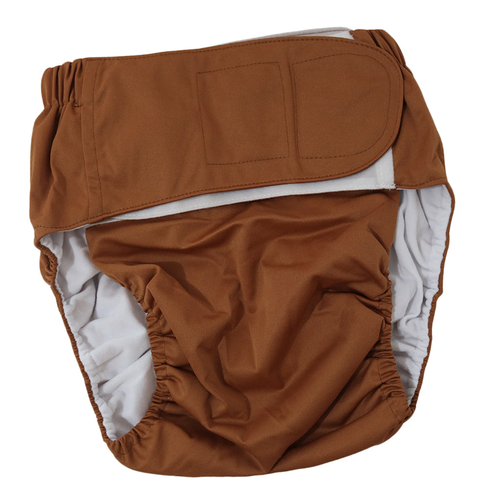 Reusable Adult Cloth Diapers Pants Washable One Size Incontinence Aid Coffee