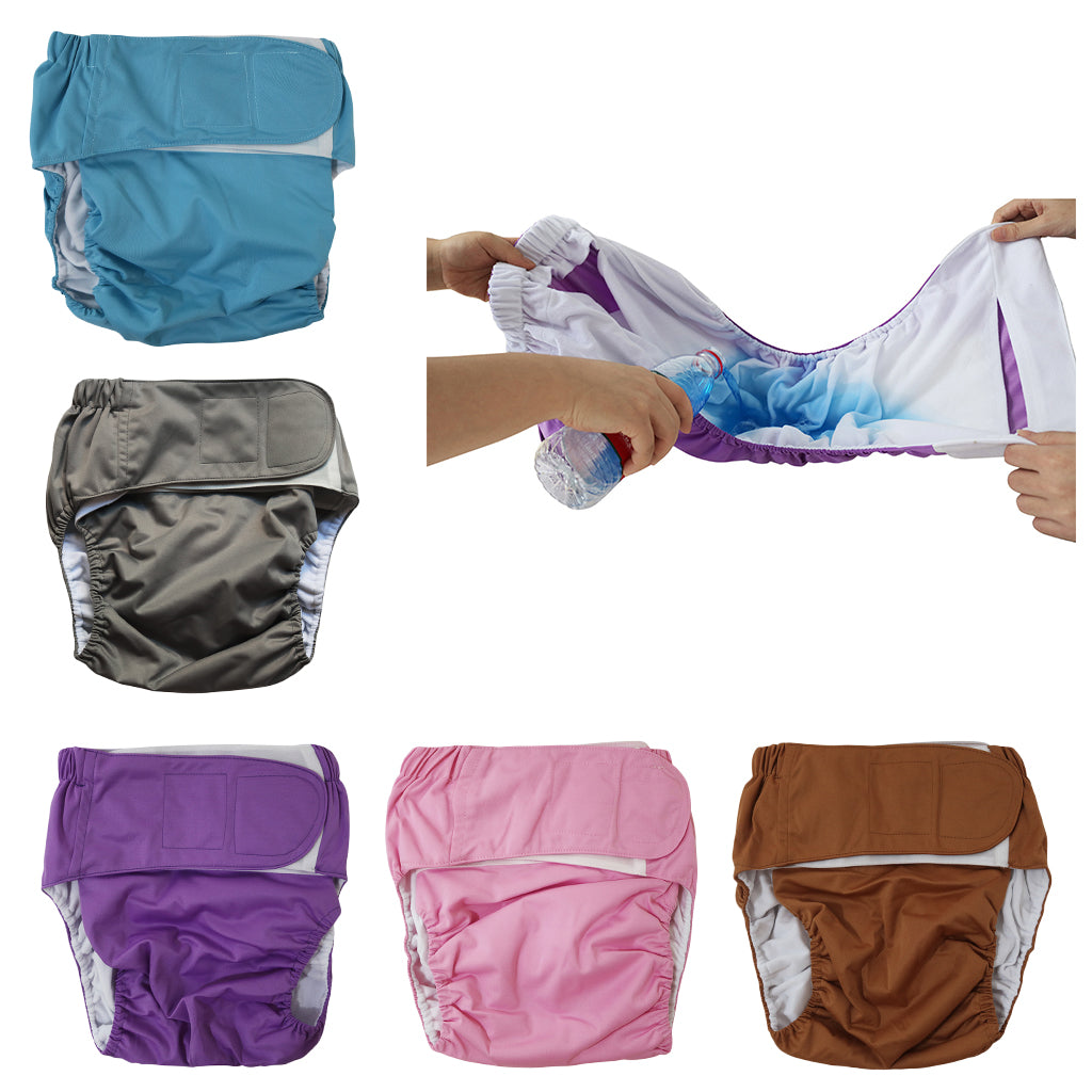 Reusable Adult Cloth Diapers Pants Washable One Size Incontinence Aid Blue