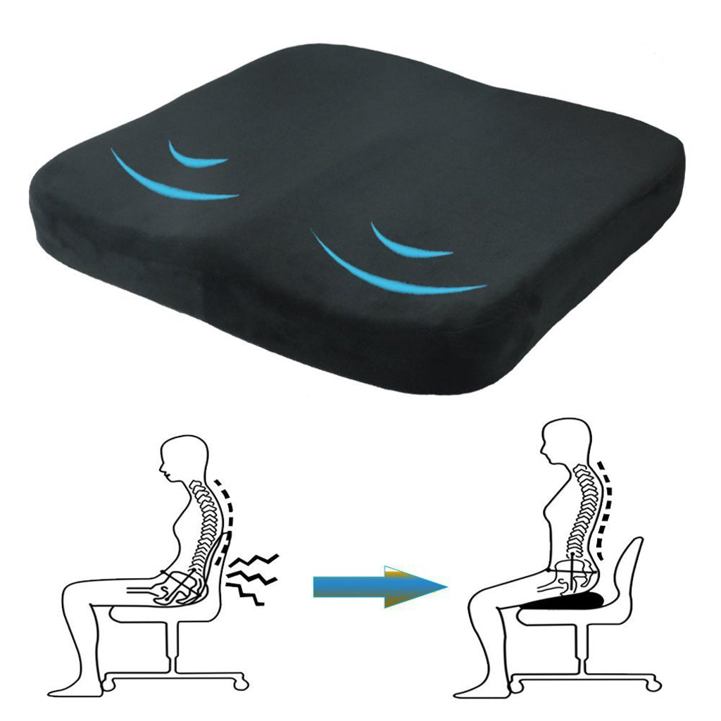 MemoryFoam Seat Pad Car Chair Seat Cushion Office Chair Wheelchair Mat Black