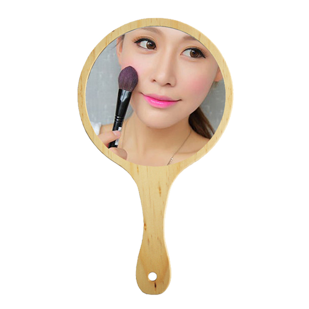 Durable Wooden Hand Held Mirror For Women Makeup Tattoo Beauty Wood