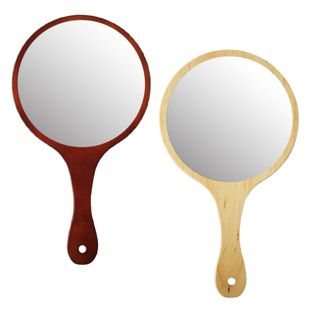 Durable Wooden Hand Held Mirror For Women Makeup Tattoo Beauty Wood