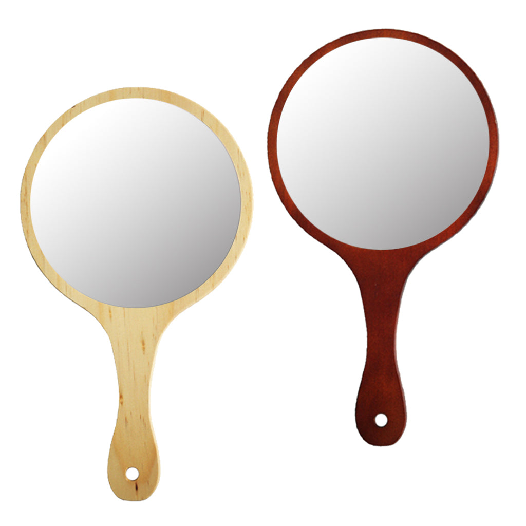 Durable Wooden Hand Held Mirror For Women Makeup Tattoo Beauty Wood