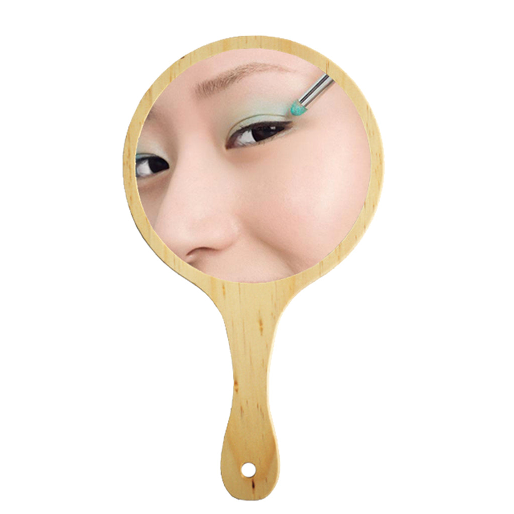 Durable Wooden Hand Held Mirror For Women Makeup Tattoo Beauty Wood